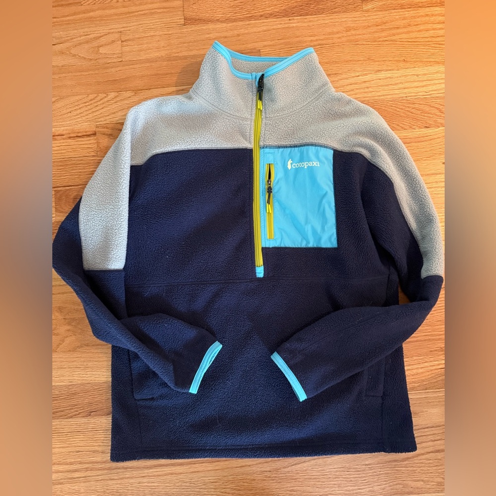 Cotopaxi Abrazo Blue Green Quarter Zip Pullover Fleece Jacket Size Medium Womens